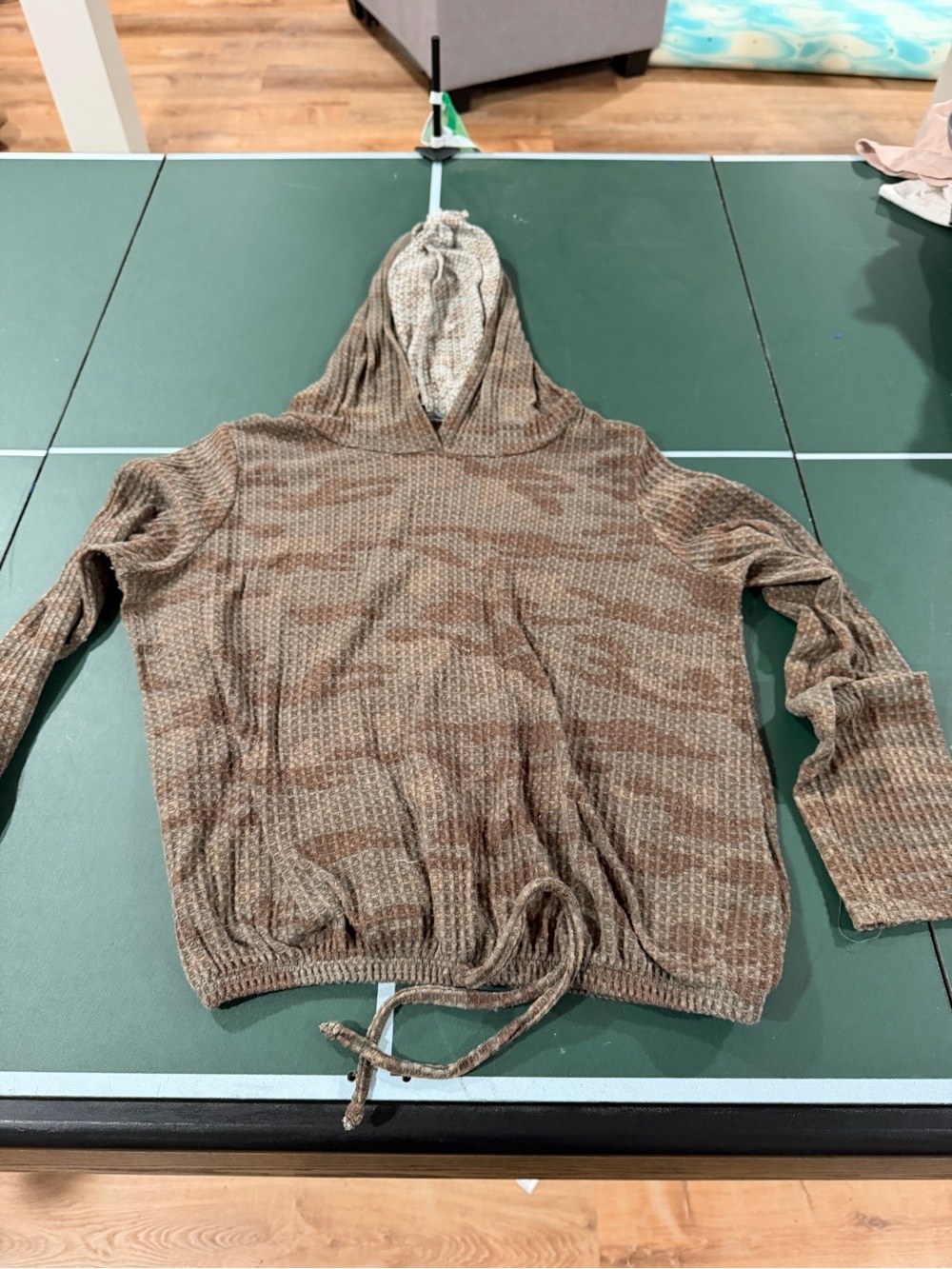 YMI Brown Knit Hooded Drawstring Sweater